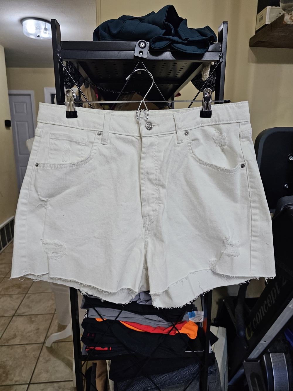 wild fable White Distressed High-Rise Denim Shorts